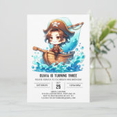 Verjaardag kleine piraat kaart (Staand voorkant)