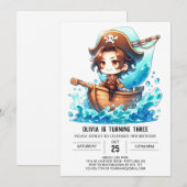 Verjaardag kleine piraat kaart (Voorkant / Achterkant)