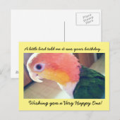 Verjaardag kleine vogel briefkaart (Voorkant / Achterkant)