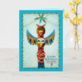 Verjaardag, kleinzoon, American Indian Totem Pole, Kaart (Gele Bloem)