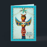 Verjaardag, kleinzoon, American Indian Totem Pole, Kaart<br><div class="desc">Leuke begroeting van het kind met mooie tipi en felle levendige kleuren in veren. Zie hetzelfde en/of soortgelijk afbeelding in Indiase Collecties onder Mijn Collecties</div>