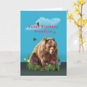 Verjaardag, kleinzoon, Beer en vlinders Kaart (Gele Bloem)