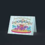 Verjaardag - Kleinzoon - Carrousel Kaart<br><div class="desc">Kleurrijk en vol plezier is deze schattige verjaardagskaart ideaal voor elk kind. Zie hetzelfde afbeelding voor andere verjaardagen en feestuitnodigingen.</div>
