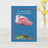 Verjaardag, Kleinzoon, Spoonbill Peekaboo Kaart (Gele Bloem)