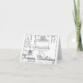 Verjaardag kleurkaart kaart (Voorkant)