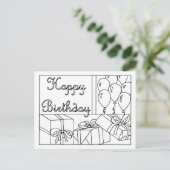 Verjaardag Kleurplaat Ansichtkaart Briefkaart (Staand voorkant)