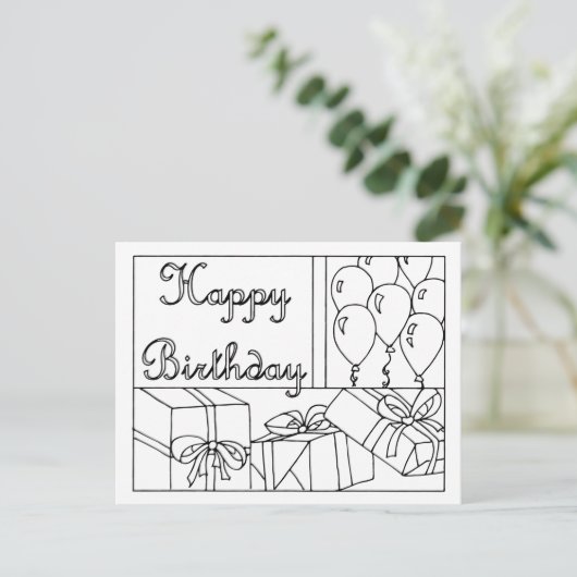 Verjaardag Kleurplaat Ansichtkaart Briefkaart (Staand voorkant)