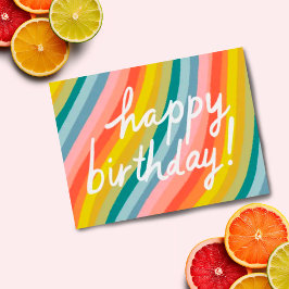 VERJAARDAG Kleurrijk Cool & Leuk Regenboog Strepen Briefkaart