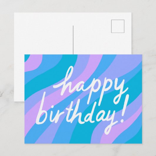 VERJAARDAG Kleurrijk Cool & Leuk Strepen Briefkaart (Voorkant / Achterkant)