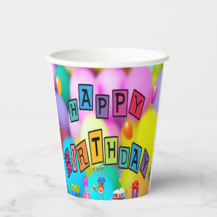 Verjaardag Kleurrijk Papieren Feestbeker Bekers