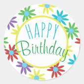 Verjaardag Kleurrijke Bloem Stickers (Voorkant)