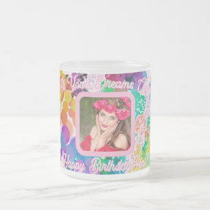 Verjaardag Kleurrijke Bokeh Bellen Roze Foto Matglas Koffiemok