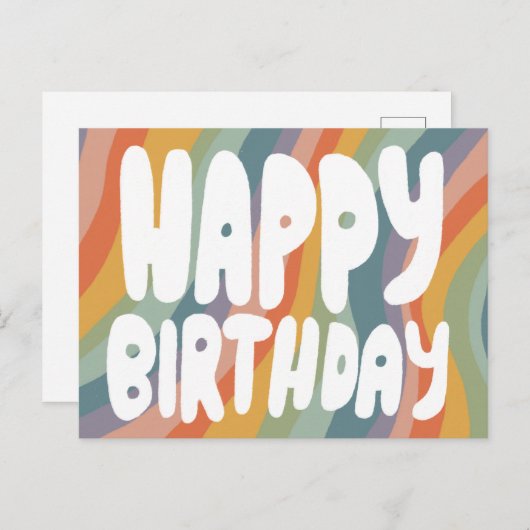 VERJAARDAG Kleurrijke Bubbel Letters Aangepast  Briefkaart (Voorkant / Achterkant)