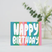 VERJAARDAG Kleurrijke Bubbel Letters Aangepaste Bd Briefkaart (Staand voorkant)