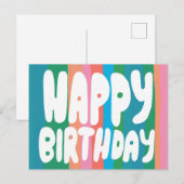 VERJAARDAG Kleurrijke Bubbel Letters Aangepaste Bd Briefkaart (Voorkant / Achterkant)