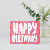 VERJAARDAG Kleurrijke Bubbel Letters Aangepaste Ve Briefkaart (Staand voorkant)