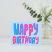 VERJAARDAG Kleurrijke Bubble Letters Aangepaste Ve Briefkaart (Staand voorkant)