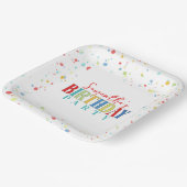 Verjaardag Kleurrijke Confetti Whimsical Kalligraf Papieren Bordje (Gebogen)