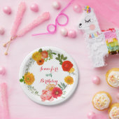 Verjaardag Kleurrijke Floral krans Papieren Bordje (Feest)