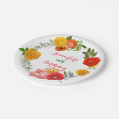 Verjaardag Kleurrijke Floral krans Papieren Bordje (Gekanteld)