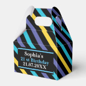 Verjaardag Kleurrijke Gestreepte Monogramnaam Bedankdoosjes (Achterkant)