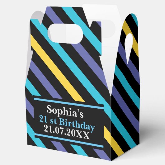 Verjaardag Kleurrijke Gestreepte Monogramnaam Bedankdoosjes (Geopend)