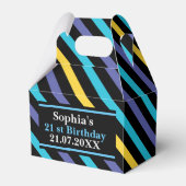 Verjaardag Kleurrijke Gestreepte Monogramnaam Bedankdoosjes (Voorkant Zijde)