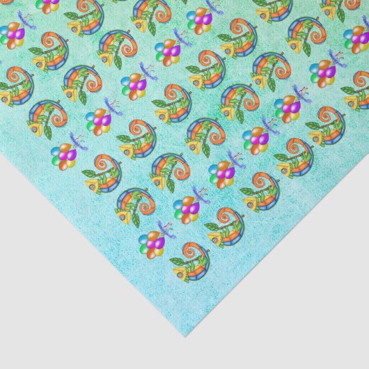 Verjaardag Kleurrijke Hagedisballonnen Blauw Groen Tissuepapier (Detail)