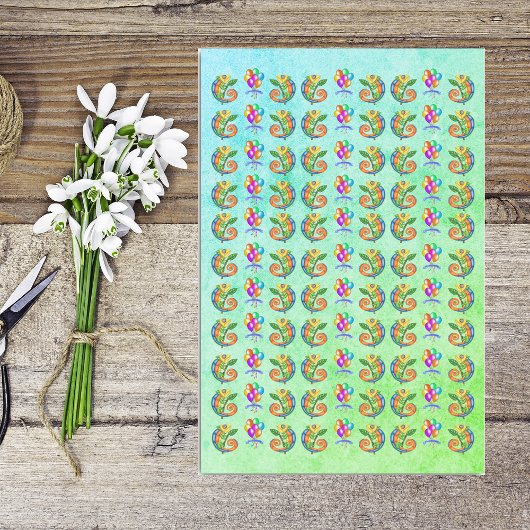 Verjaardag Kleurrijke Hagedisballonnen Blauw Groen Tissuepapier