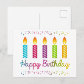 Verjaardag Kleurrijke Kaarsen Briefkaart (Voorkant / Achterkant)