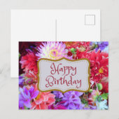 Verjaardag Kleurrijke Levendige Dahlia Bloemen   Briefkaart (Voorkant / Achterkant)