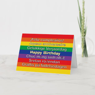 Verjaardag Kleurrijke Regenboog Strepen Folie Wenskaart