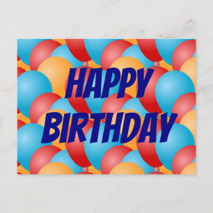 Verjaardag Kleurrijke Rode Gele Blauwe Ballonnen Briefkaart
