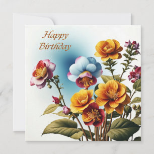 Verjaardag Kleurrijke Tropische Bloemen Kaart