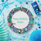 Verjaardag Kleurrijke Tropische Toscaanse Vogel Papieren Bordje (Feest)