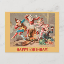 Verjaardag Kleurrijke Vintage Clowns Briefkaart