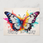 Verjaardag Kleurrijke Vlinder Aquarel Kunst Briefkaart (Voorkant)