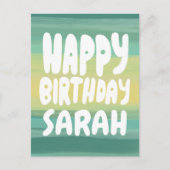 VERJAARDAG Kleurrijke Waterverf Strepen Aangepaste Briefkaart (Voorkant)