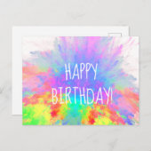 Verjaardag Kleuruitbarsting Regenboog Abstract Briefkaart (Voorkant / Achterkant)