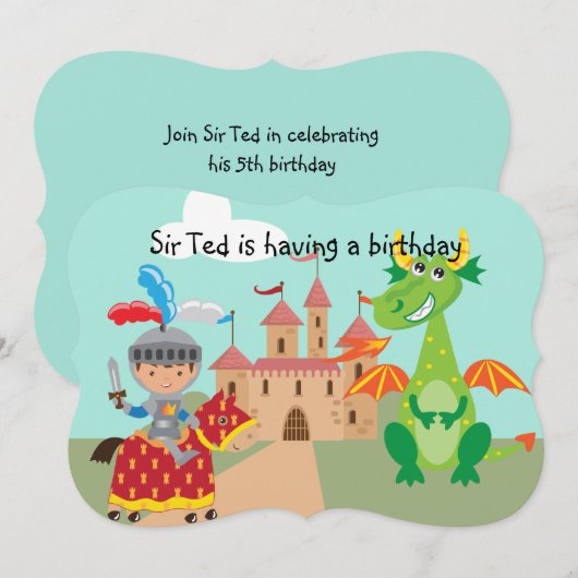 Verjaardag Knight Castle en Dragon Kaart (Voorkant / Achterkant)