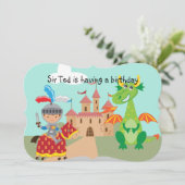 Verjaardag Knight Castle en Dragon Kaart (Staand voorkant)