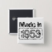 Verjaardag knop met aangepast geboortejaar vierkante button 5,1 cm (Voorkant /achterkant)