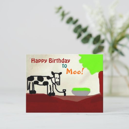 Verjaardag koe Briefkaart (Staand voorkant)