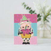 Verjaardag koe briefkaart (Staand voorkant)