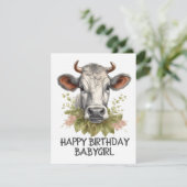 Verjaardag koe feestdagenkaart (Staand voorkant)
