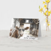 Verjaardag Koe met Aviator zonnebril Kaart (Gele Bloem)