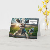 Verjaardag Koe op een hek Kaart (Gele Bloem)