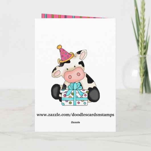 Verjaardag Koe Wenskaart Kaart (Achterkant)