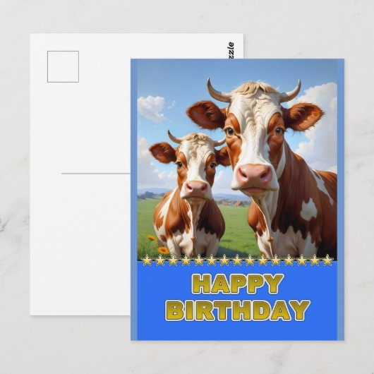 Verjaardag koeien briefkaart (Voorkant / Achterkant)