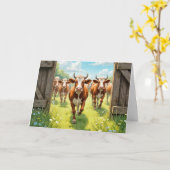Verjaardag Koeien ontsnappen uit een weiland Kaart (Gele Bloem)